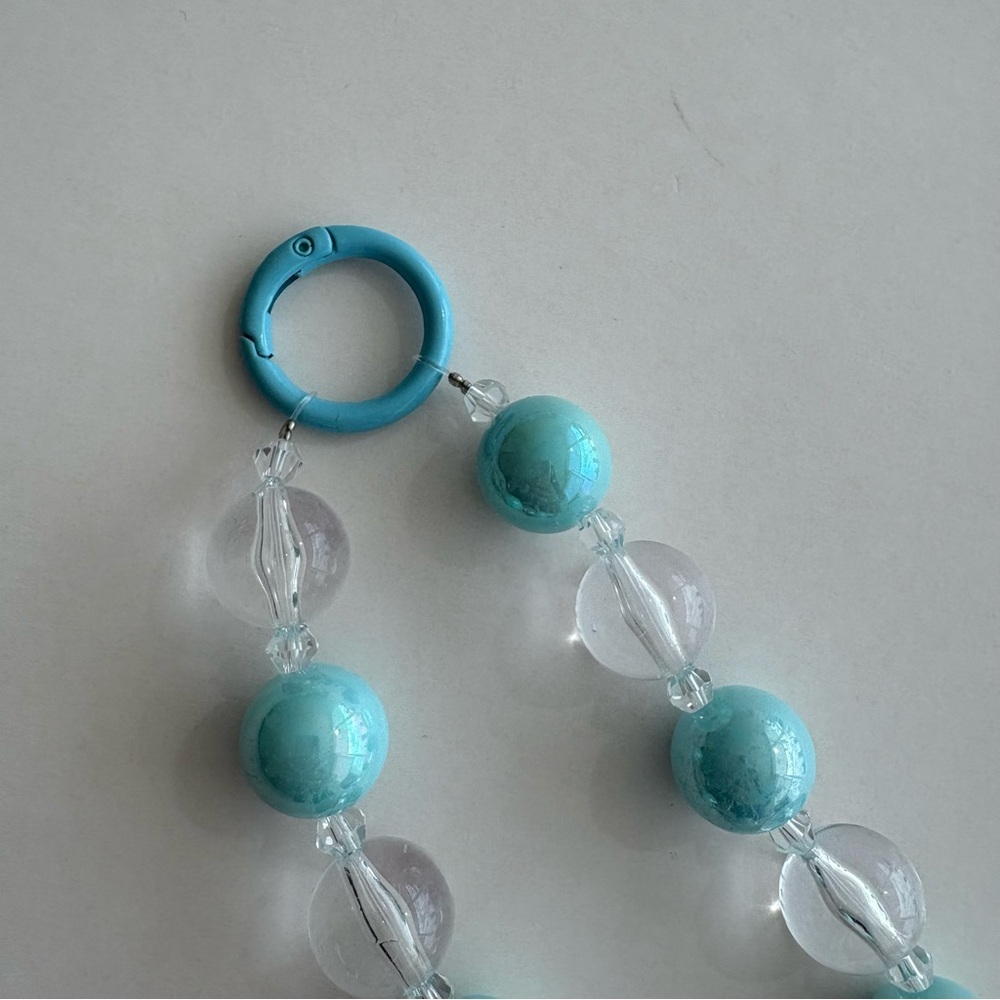 Elegant Chunky Turquoise and Clear Beaded Bag Charm - Picture 2 of 6